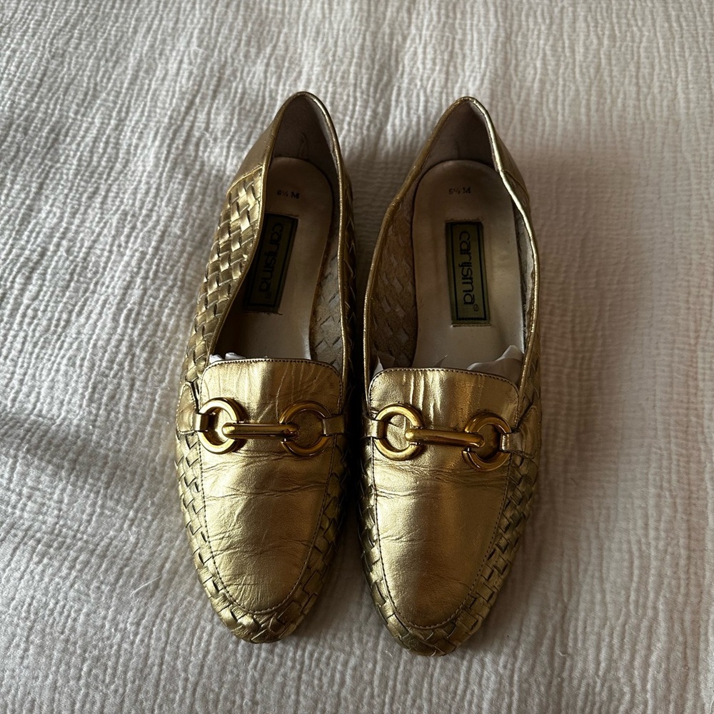 Charisma Gold Leather Loafers